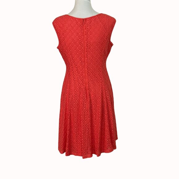 Jessica Howard Sleeveless Coral Dress Lace Overlay A Line Size 10 Cruise Fashion - Picture 15 of 16
